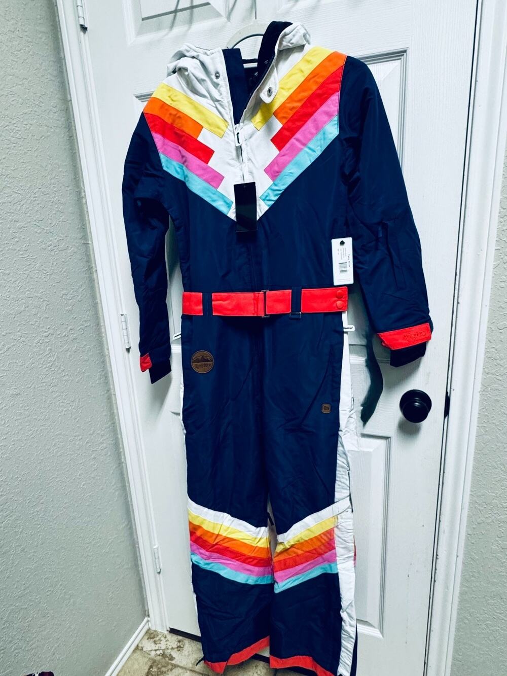 Tipsy Elves "Santa Fe Shredder" Snow Suit Women's XS One-Piece Retro Navy